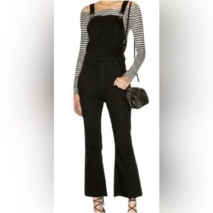 NWT Torn By Ronny Kobo Cropped Denim Overalls Black Size 28